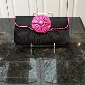 Leiber Silk Purse with Karung Lizard Floral Accent